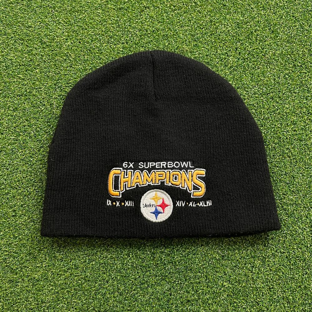 Vintage Pittsburgh Steelers Super Bowl Champions Black Knit Beanie Cap